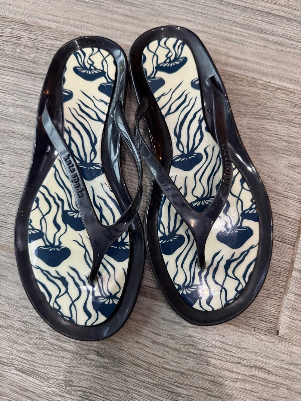 kate spade Navy Jelly Flip Flop Sandals with Jellyfish Print